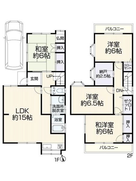 八幡市 八幡吉原　中古 一戸建ての間取り