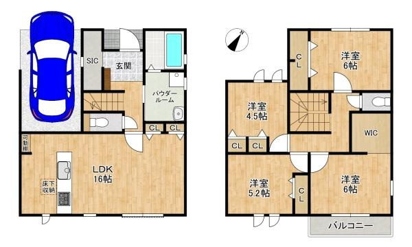 枚方市 藤阪北町　第１期　１号棟　新築 一戸建ての間取り