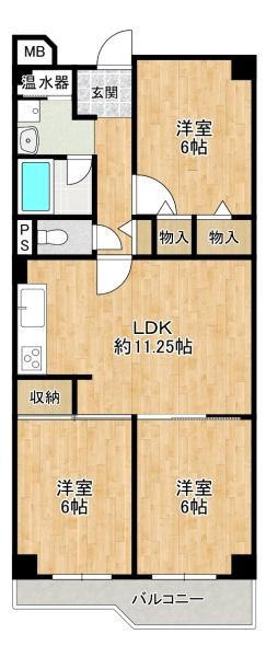 守口ハイライフ　A棟　中古マンションの間取り