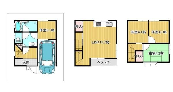 門真市 島頭 ４丁目　中古 一戸建ての間取り