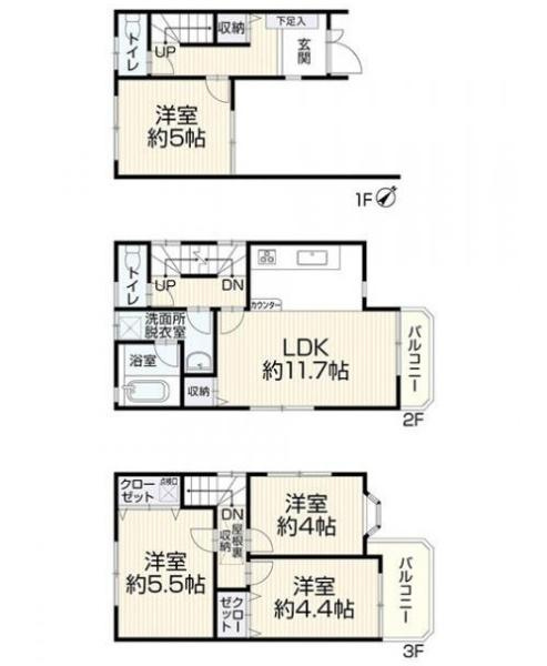 枚方市 津田東町 １丁目　中古 一戸建ての間取り