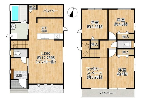 枚方市 渚栄町　新築 一戸建て  A号地の間取り
