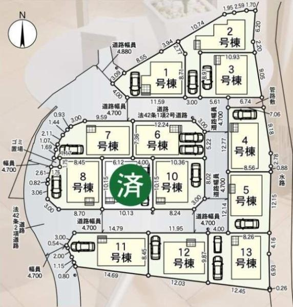 枚方市 尊延寺町　第４　新築 一戸建１号棟の区画図|１号棟です。