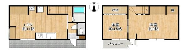 枚方市 田口 1丁目　中古 一戸建ての間取り
