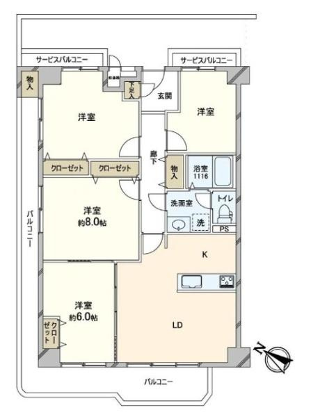 日商岩井太子橋マンション　　中古 マンションの間取り
