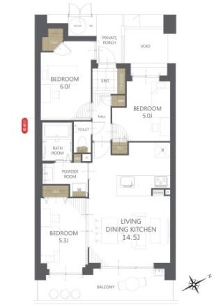 サンメゾン枚方朝日丘ＥＬＤＯ  中古 マンションの間取り
