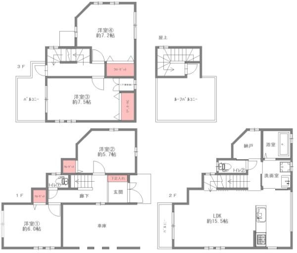 豊中市 庄内宝町　中古 一戸建ての間取り