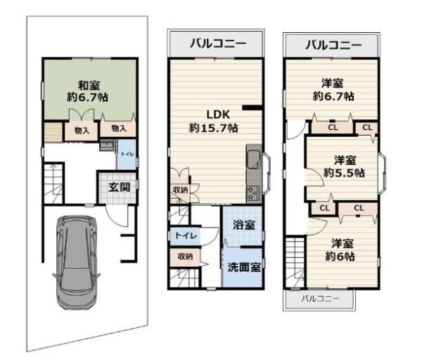 守口市 橋波東之町 ３丁目　中古 一戸建ての間取り
