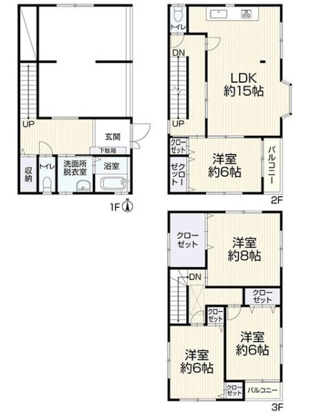 門真市 上野口町　中古 一戸建ての間取り