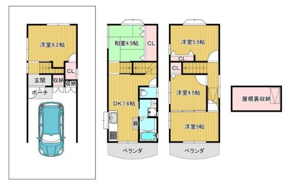 守口市 金田町 ２丁目　中古 一戸建ての間取り