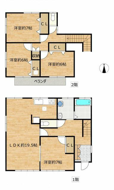 宇都宮市不動前３丁目　4LDK　中古住宅の間取り