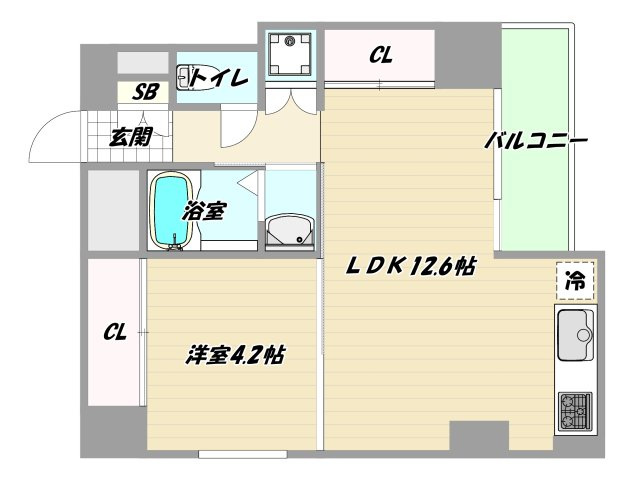 大阪市淀川区東三国６丁目の賃貸マンションの間取り