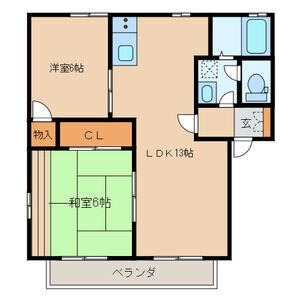 フラワーガーデン津福D棟の間取り