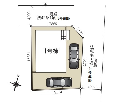 CRADLE　GARDEN　宇都宮市下荒針町第3の区画図|土地面積：115.72㎡（35坪）カースペース２台可能です。