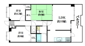 【間取り】 | トーカンマンション山根町サウスウィング | 3LDK　南向き