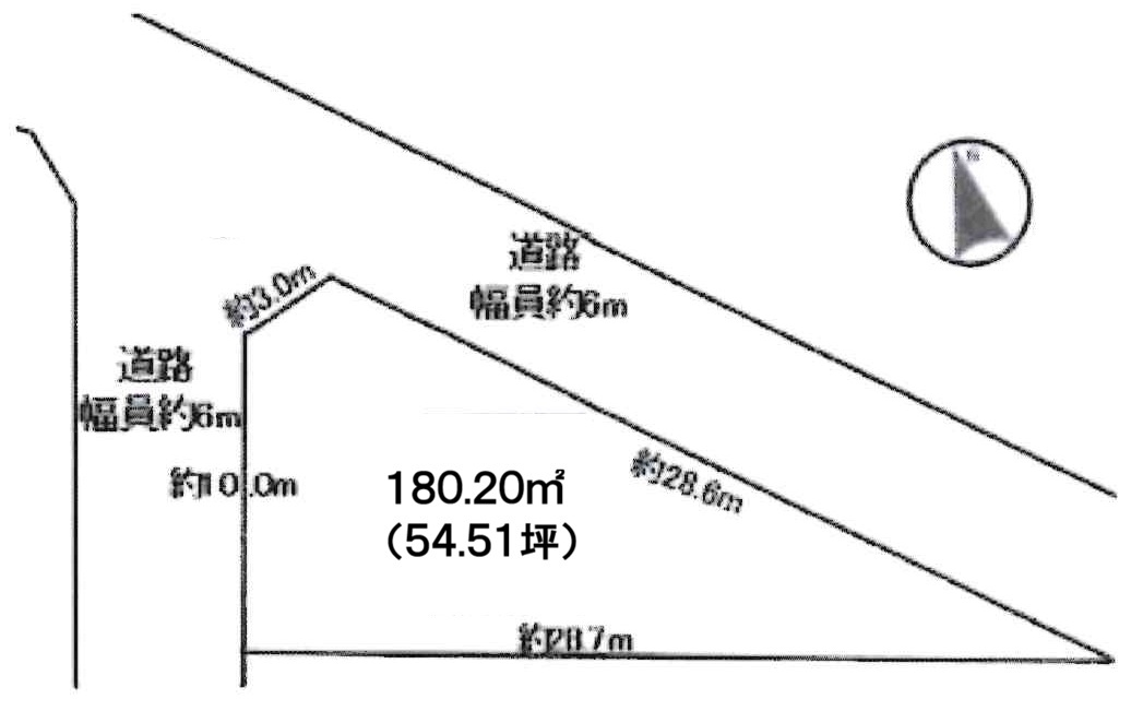 小牧市大字文津　売地|東側へ敷地面積合計54.5坪まで買い増しの場合。1640万円