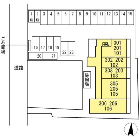 熊本市中央区京町２丁目のアパートの区画図