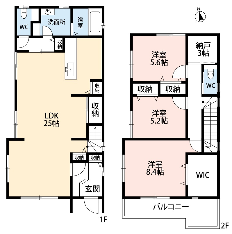 小牧市小牧5丁目　中古戸建の間取り|2026年６月末リフォーム完了！　25帖の広々LDK！
カーポート付・駐車３台可(車種による)。床暖房あり