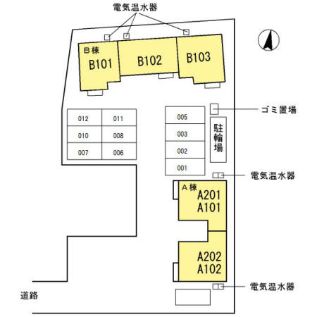 ウィット西深津　B棟の区画図