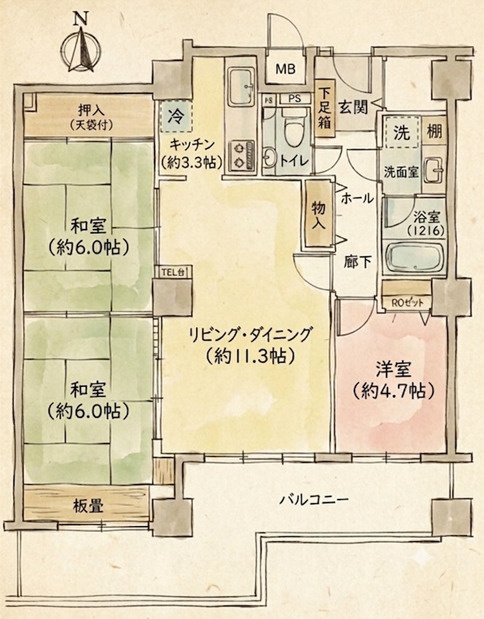 「南向きバルコニー」高知市九反田トップワン四国　中古マンション