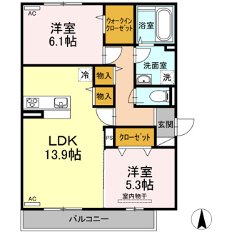 【間取り】 | ルフレ大門 | 2LDK