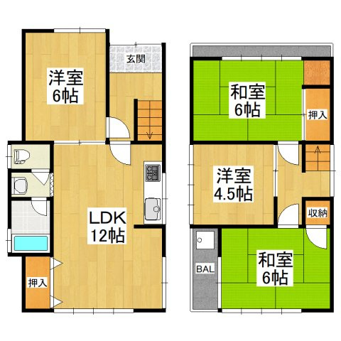【間取り】 | 堺市東区高松貸家