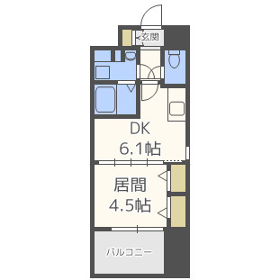 エス・キュート梅田中崎町の間取り|エス・キュート梅田中崎町　開放感のある間取り