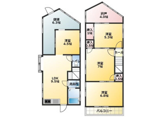 【間取り】 | 南区柳瀬店舗付住居