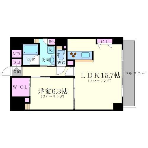 グランルージュ谷町六丁目の間取り|グランルージュ谷町六丁目　開放感ある間取り