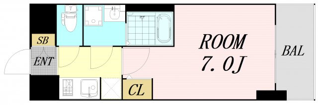 S-RESIDENCE難波大国町Uno 仲介手数料無料の間取り