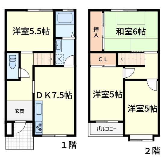 【間取り】 | 郡家新町テラスハウス