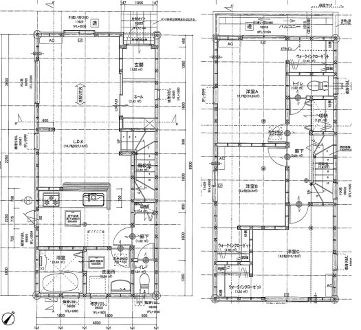 収納豊富　WIC２か所　西区狩場台２丁目　1号棟　新築戸建の間取り