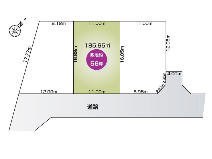 下栗2号地、約56坪の南向き。陽当たりと開放感を兼ね備えた魅力の分譲地です♪