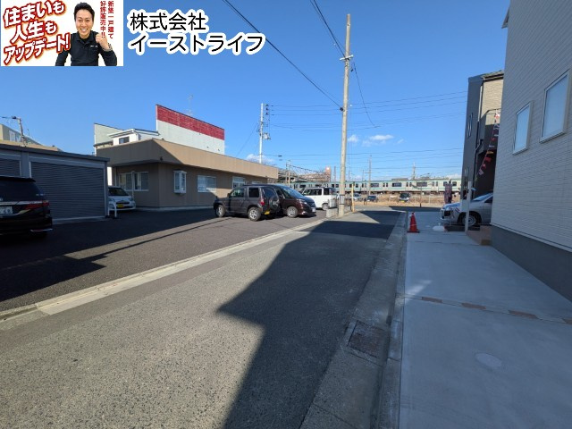 【新築戸建】　いわき市平祢宜町1期　全2棟の前面道路含む現地写真|西側4ｍ公道