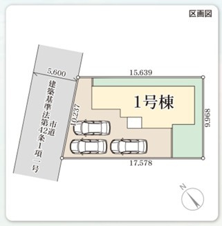 【新築戸建】　いわき市自由ヶ丘3期　長期優良住宅　全1棟の区画図|区画図です。