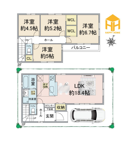 ケイアイ荻野3丁目新築一戸建て│4LDK+駐車1台可の間取り|※現況と図面が異なる場合現況を優先いたします。