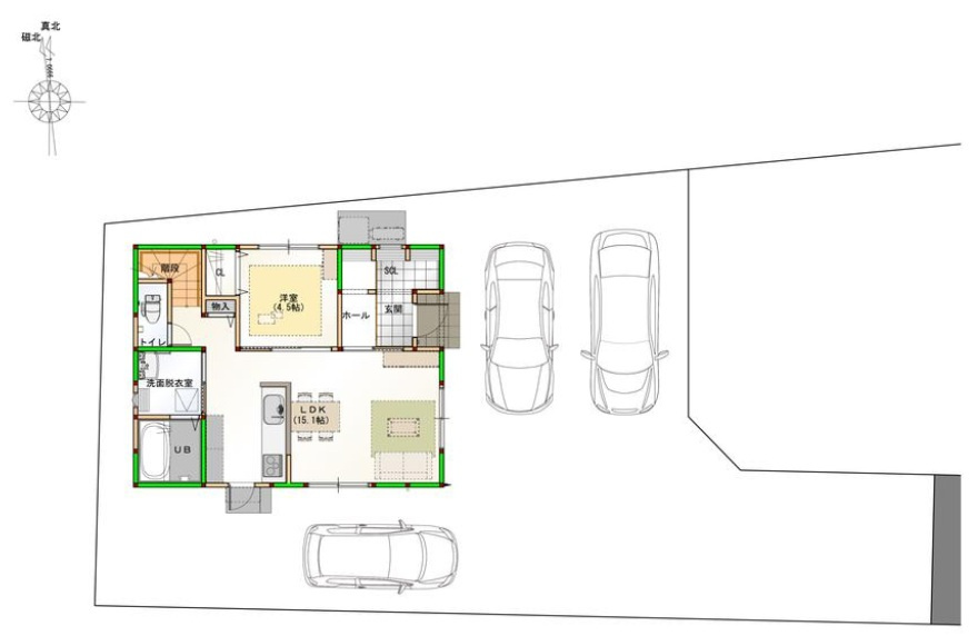 高知市中万々　新築戸建　①（全2区画）の区画図|①　土地面積　202.27㎡（約61.18坪）建物面積　103.02㎡（約31.16坪）
