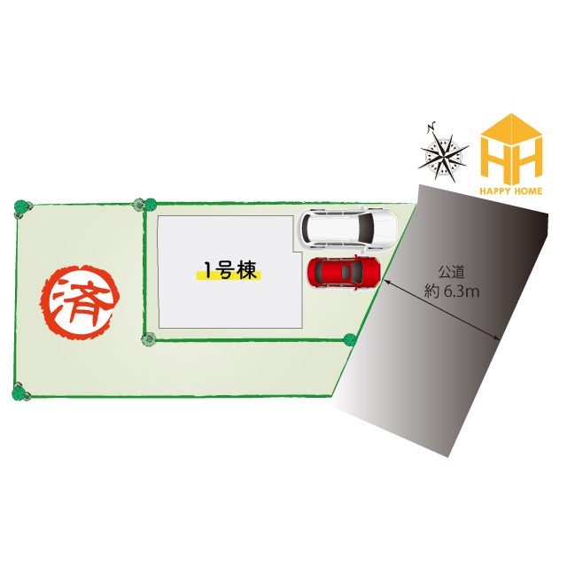 ブルーミングガーデン上田東町新築一戸建て│3LDK+並列駐車2台可（制限有）の区画図