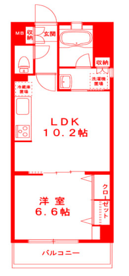 藤沢市片瀬海岸１丁目の賃貸マンションの間取り|使いやすい間取りです♪
