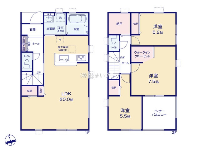 新築戸建て・仲介手数料無料）江南市小杁町・４号棟の間取り