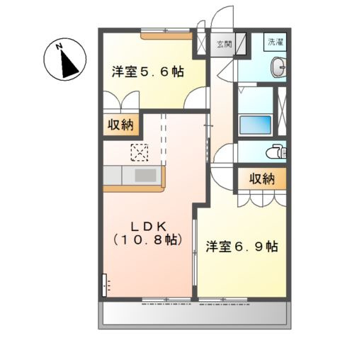 加古川市野口町坂元北３丁目のアパートの間取り