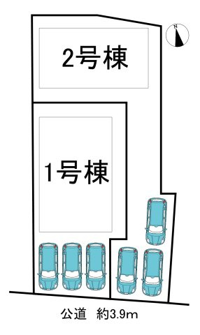 半田市平地町2丁目　全2棟　1号棟の区画図|全2区画分譲地☆