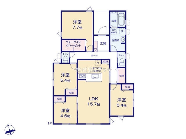 新築戸建て・仲介手数料無料）江南市小杁町・１号棟の間取り