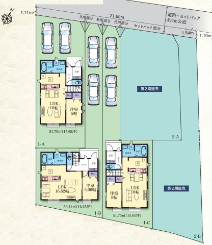 相模原市中央区淵野辺本町1丁目　新築3棟の区画図|車2台駐車可能！