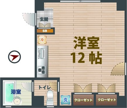 【間取り】 | 梅里1・15・11 | 1Rのお部屋です。