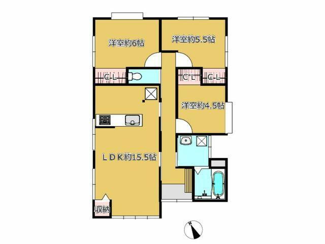 八代市古麓町の中古一戸建の間取り|３ＬＤＫの平家です