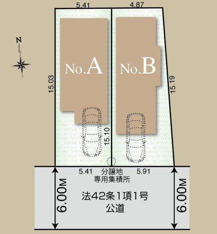 練馬区関町北4丁目 新築戸建て 西武新宿線「武蔵関」駅の区画図
