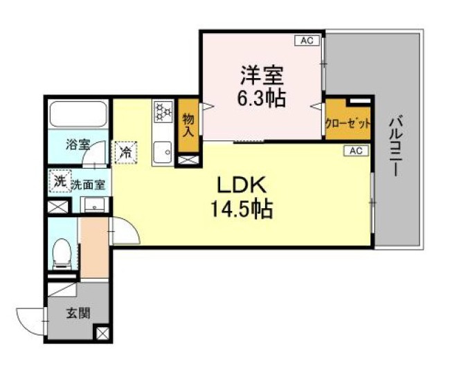 稲城市東長沼の賃貸マンションの間取り