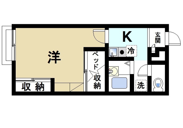 レオパレスプルメリアの間取り|お一人暮らしにピッタリの1Ｋのお部屋です。