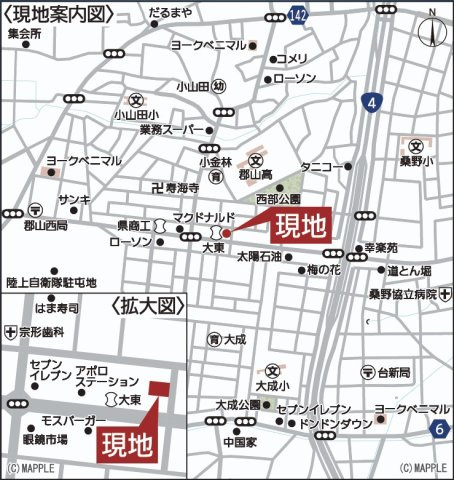 新築戸建・新築建売　郡山市堤第4　大成小・第一中の地図